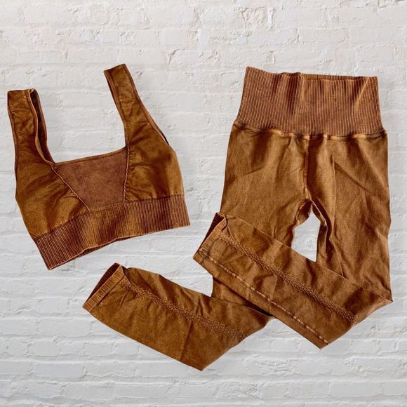Free People Pants - FREE PEOPLE GOOD KARMA LEGGINGS SET! TOASTED COCONUT XS/S NWOT